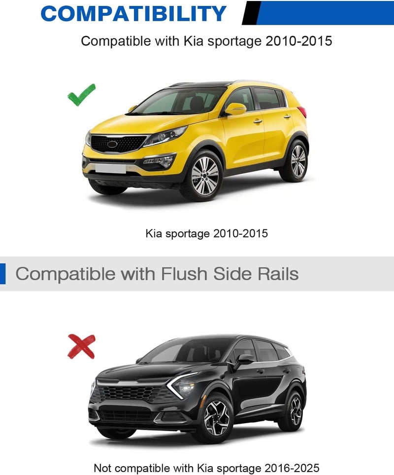 wonderdriver Lockable Roof Rack Cross Bars 220lbs Compatible with Kia Sportage 2010 2011 2012 2013 2014 2015,Heavy Duty Aluminum Roof Rails Crossbars Black Rooftop Luggage - Image 2